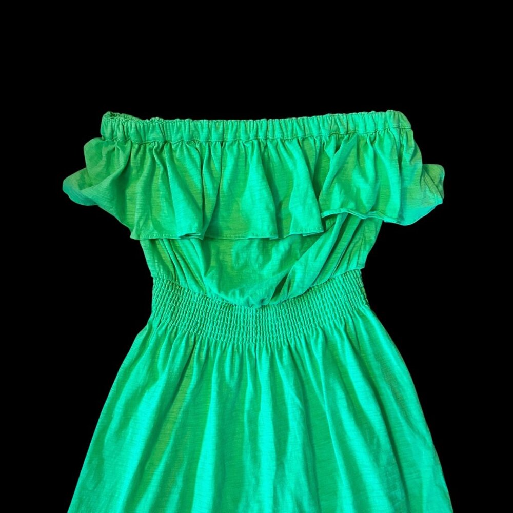 Lilly Pulitzer 100% Pima Cotton Neon Green Strapless Y2K Dress S - Picture 2 of 6